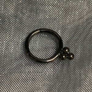 Black Bead Cluster Hinged Segment Clicker Ring - UK Seller - Ear, Septum, Smiley Web etc Piercings
