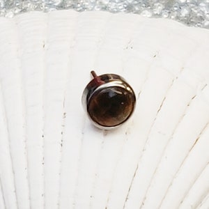 Threadless - 4mm Tiger's Eye Bezel Set Stone End - Implant Grade Titanium Piercing Attachment ONLY - UK Seller