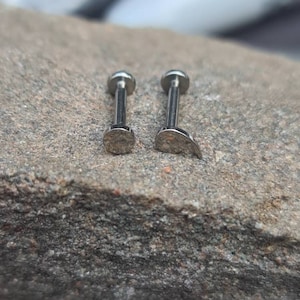 Semicolon Titanium Labret Studs - Pair - 1.2mm Gauge - suitable for lip, tragus, helix, conch etc - UK Seller