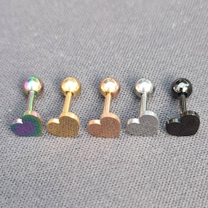 Plain Flat Heart Cartilage/Helix Ear Barbell Earring Stud