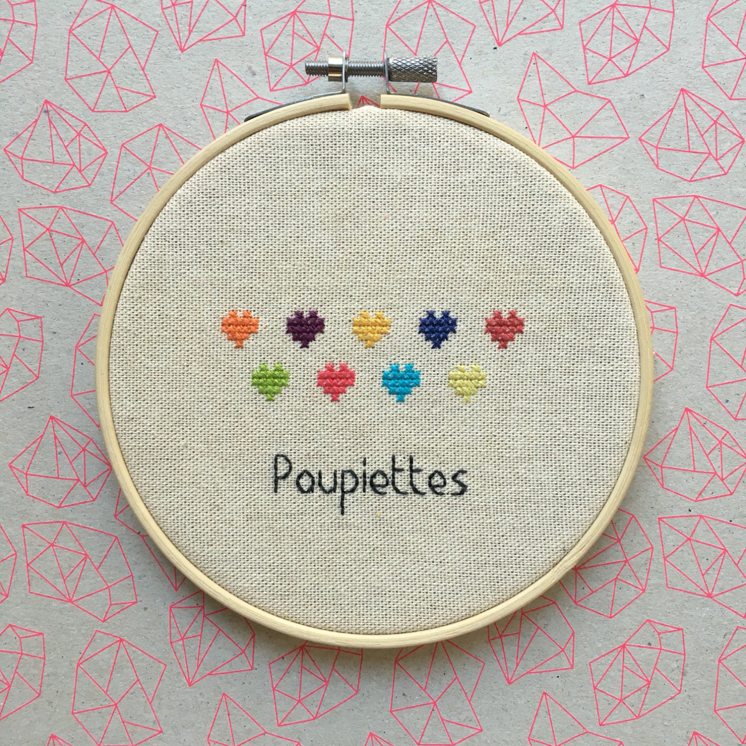 Cadre Déco Au Point de Croix Paupiettes Broderie Fait Main