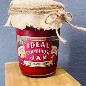 Strawberry Jelly Jar Rustic Decor - Farmhouse Kitchen Vintage Jar Centerpiece for Home & Event Decoration