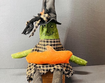 Rustic Handmade Witch Doll Wanda - Unique Halloween Decor, Collectible Artisan Spellcaster Figurine