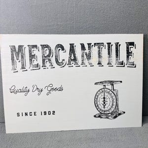 Rustic Mercantile Sign - Handmade Vintage Farmhouse Decor, Wooden Wall Art for Kitchen & Living Room, Country Style Home Decoration