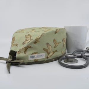 Men's Scrub Cap: Ducks in Flight, Spoonflower fabric, Handmade, Lined Hat