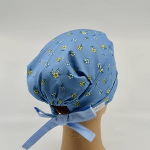 Pixie Scrub Hat: Liberty of London Hampton Sprig, Handmade Tie Back