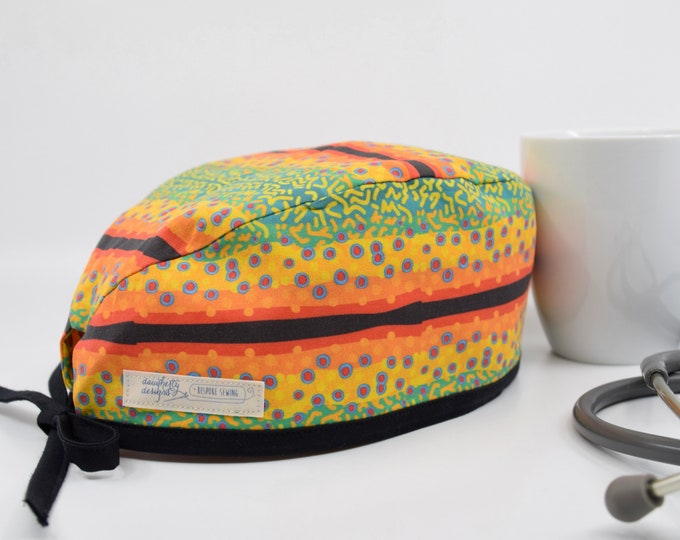 Men's Scrub Hat, Brook Trout Pattern, Spoonflower Fabric Etsy