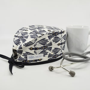 Men's Scrub Hat: Fly by Night, Cotton Fabric, Handmade, Fully Lined Cap