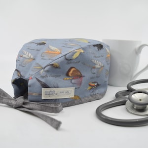 Fly Fishing Ties Scrub Hat: Spoonflower fabric, Handmade Cap