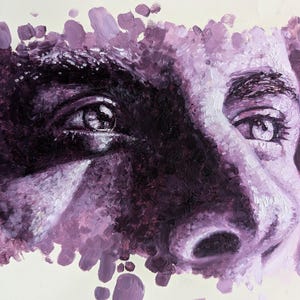 Studio di pittura a olio di un bell'uomo su carta ruvida, pronto per essere incorniciato