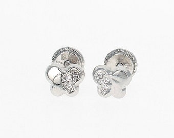May include: A pair of silver butterfly earrings with clear cubic zirconia stones.
