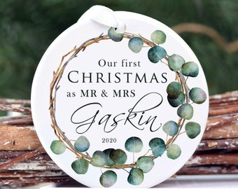 Our first Christmas as Mr and MRS ornament - Christmas tree decoration - Mr and MRS personalized Christmas tree ornament - Married ornament