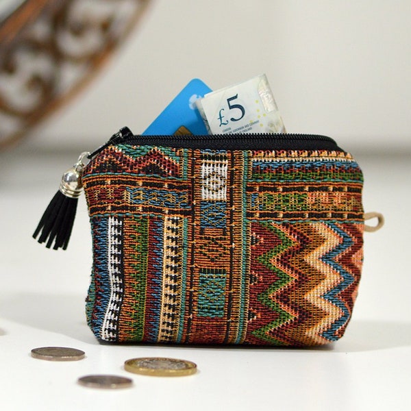 Pochette à pièces mexicaine, Porte-carte de voyage portefeuille minimaliste, Portefeuille hippie, Porte-clés pour écouteurs, Porte-clés porte-clés porte-clés, Femmes