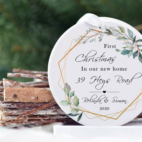 New home Christmas ornament personalized - First Christmas in new home ornament - Housewarming gift for family - First Christmas new home