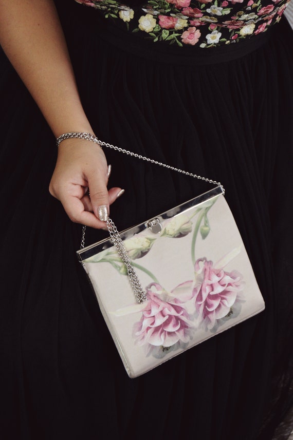 pink floral clutch bag