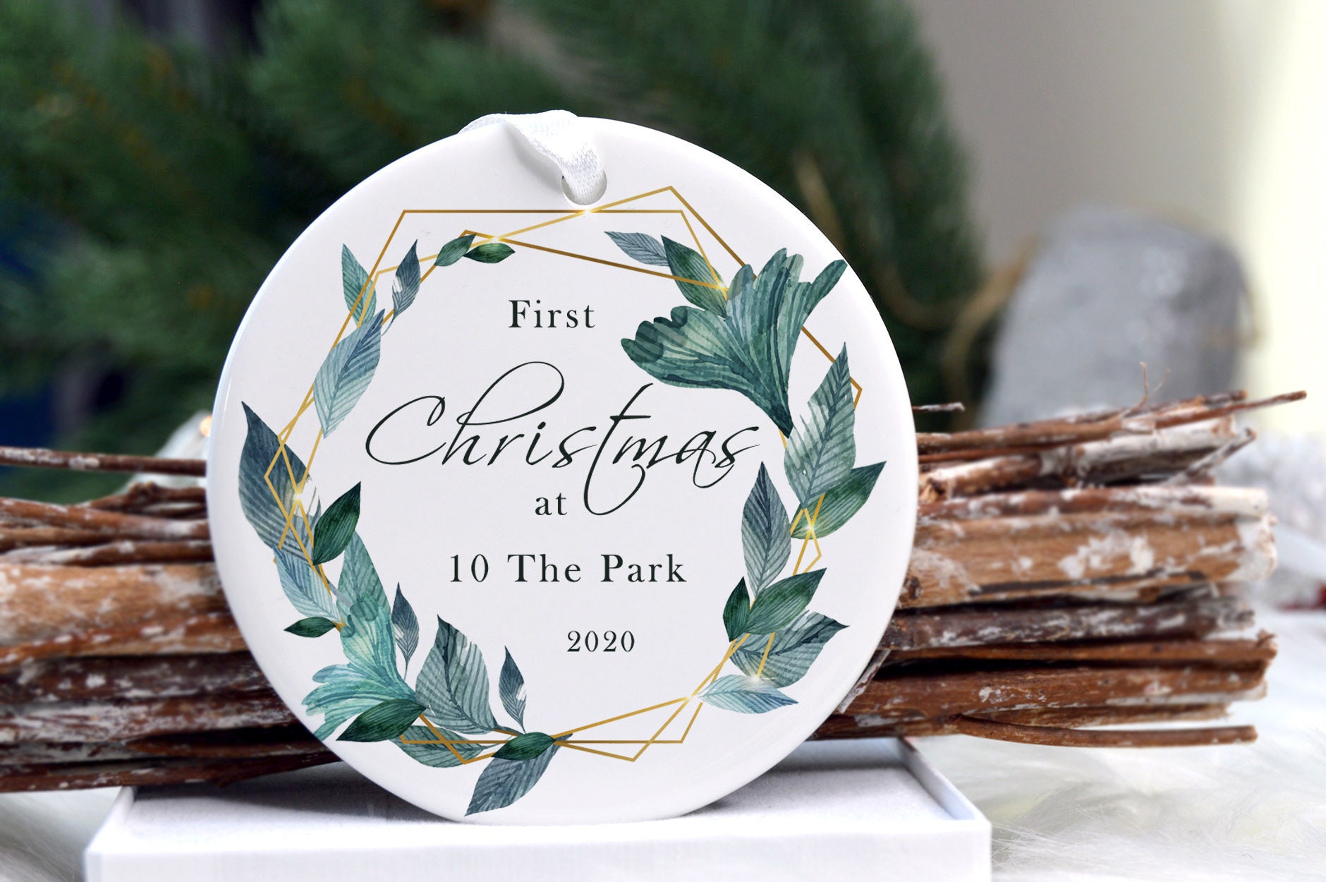 Premier Noël à L'adresse Boule Personnalisée - Décoration d'arbre de avec Adresse Adresse Cadeau d'o