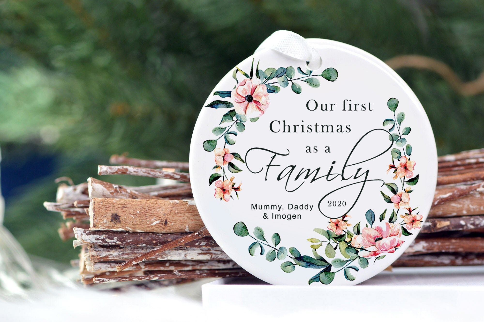 Notre Premier Ornement de Famille Noël - Ornement Personnalisé Nouveau Cadeau Maman Cadeau Familial 