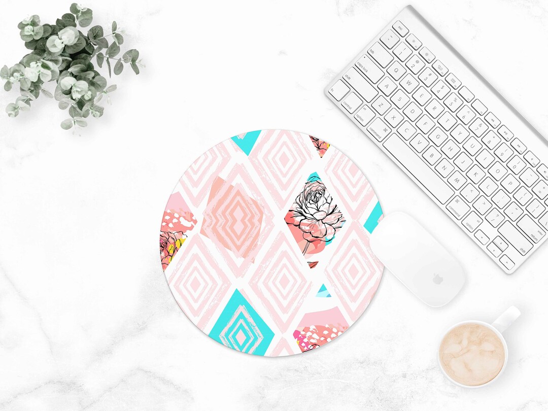 Pink Mouse Pad Girly Desk Round Mousepad Pink Desk Etsy