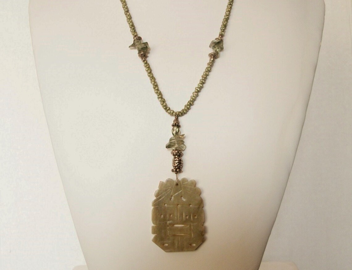 Jade Necklace Carved Jade Pendant Jewelry Designer Jade Etsy UK