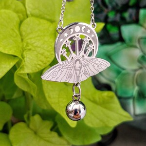 Luna Moth Butterfly Urn Necklace with Fillable Charm Choice | Moon Phases Memorial Ash Pendant, Butterfly Cremation Ashes Jewelry image 2