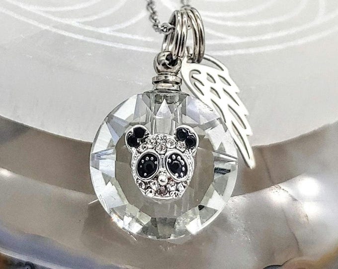 Crystal Panda Bear Necklace for Ashes | Panda Bear Necklace | Cremation Urn Jewelry for Her | Ashes in Glass Pendant | Urn Jewellery