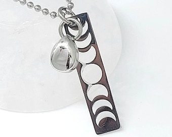 Moon Phases Urn Pendant Necklace: Teardrop Cremation Jewelry for Ashes, Memorial Ash Keepsakes