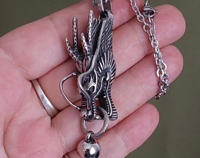 Dragon Urn Necklace: Cremation Jewelry for Men or Women | Sympathy Gift | Ashes Keepsake | Dragon Memorial Pendant