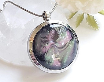 Aurora Borealis Locket Pendant | Pretty Keepsake Jewelry Gifts for any occasion | Memorial, Funeral, Sympathy, Cremation Jewelry for Ashes