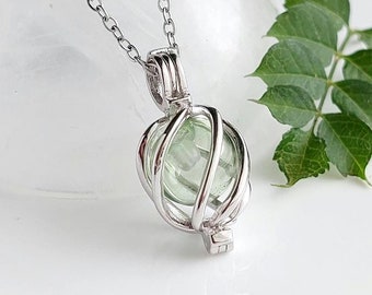 Cremation Jewelry Locket Urn Necklace ~ Sterling Silver Urn Cage ~ Glass Orb Locket For Ashes ~ Memorial Keepsake Pendant ~ Funeral Jewelry