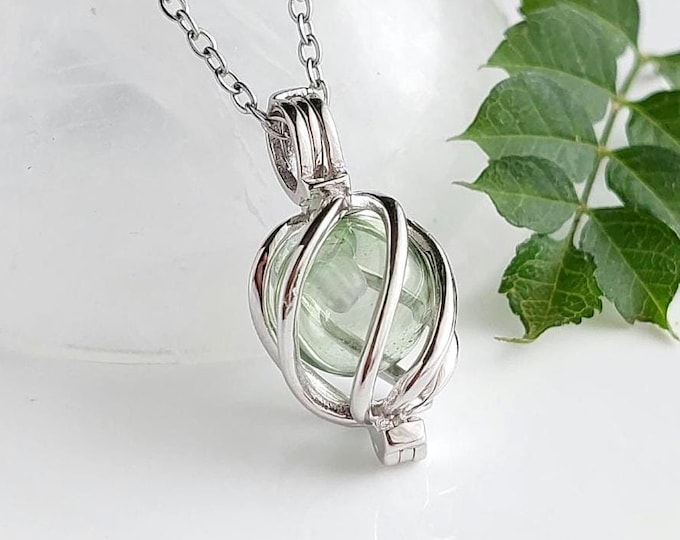 Cremation Jewelry Locket Urn Necklace ~ Sterling Silver Urn Cage ~ Glass Orb Locket For Ashes ~ Memorial Keepsake Pendant ~ Funeral Jewelry