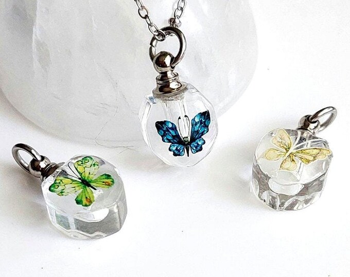 Butterfly Urn Necklace to Hold Ashes | Small Keepsake Necklace | Butterfly Urn Jewelry | Cremation Jewelry Pendant | Butterfly Gifts for Her