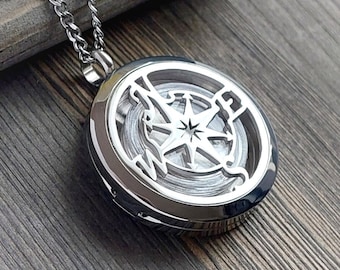 Compass Locket for a Keepsake | Urn Necklace | Hair Locket | Urn Jewelry for Ashes | Cremation Jewelry | Pendant forCremains | Memorial Gift