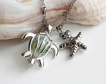 Sterling Silver Turtle Locket for Ashes Necklace | Beach Jewelry | Sand Urn Keepsake | Sea Turtle Necklace | Cremation Jewelry Gifts for Her