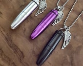 Large Bullet Urn Necklace Memorial Urn Cremation Jewelry for Men or Women Cremation Ashes Necklace Hair Locket Pill Box Stash Box