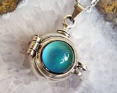 Silver Mood Stone Locket with Glass Orb Urn Necklace for Ashes Urn Locket Hair Locket Pill Box Cremation Jewelry Urn Jewellery