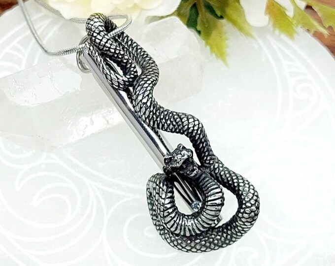 Serpent Snake Urn Pendant for Ashes Necklace | Cremation Jewelry for Men | Fillable Jewelry | Cremation Necklace | Keepsake Jewelry Gift