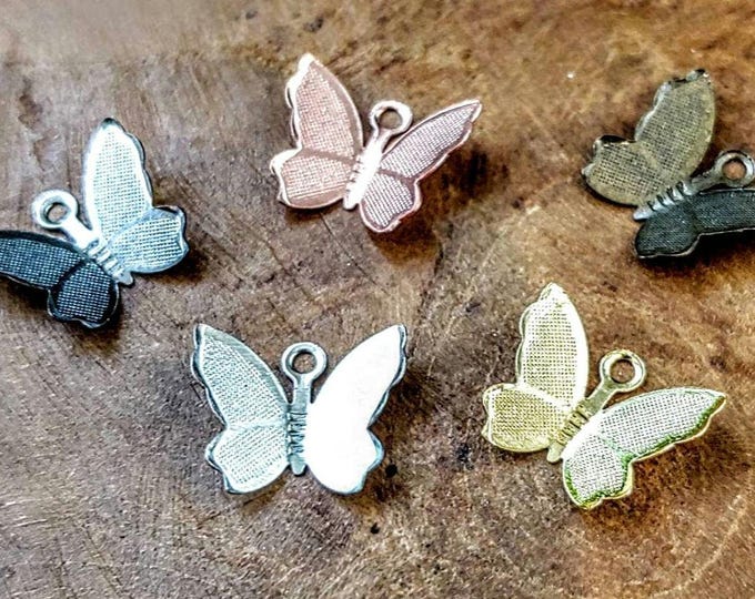 Small Butterfly Charm, gold butterfly, silver butterfly, black butterfly, bronze butterfly