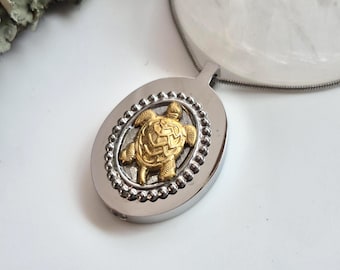 Turtle Cremation Ashes Necklace | Tortoise Urn Pendant | Stainless Steel Memorial Ash Keepsake