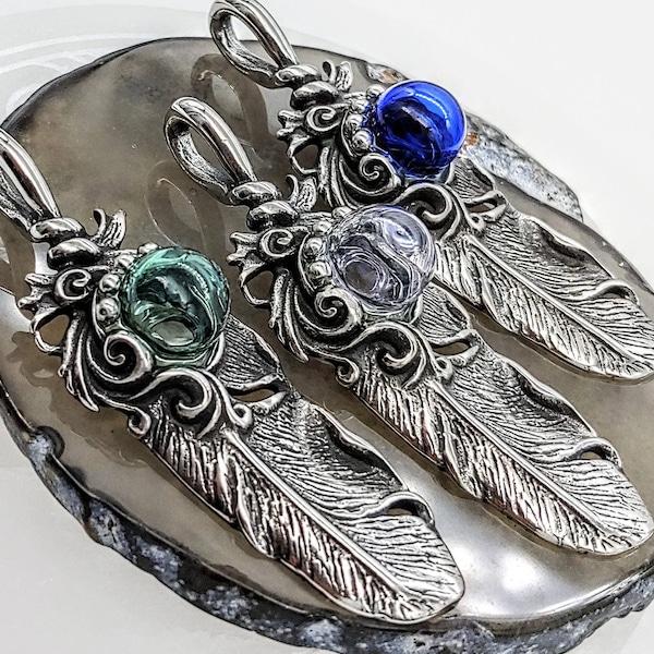 Tribal Feather Urn Pendant | Cremation Necklace | Ashes Necklace | Cremation Jewelry Necklace for Men or Women | Sympathy Gift | Urn Jewelry
