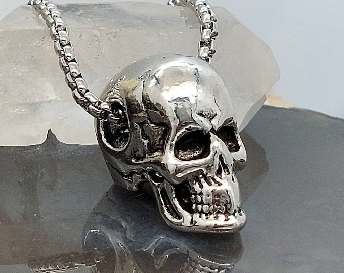 Skull Cremation Jewelry Necklace with a Heart Urn | Memorial Ashes Jewellery | Urn Jewelry for Human Ashes or Pet Ash | Funeral Gift