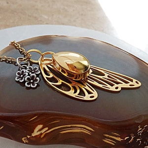 Gold Butterfly Urn Necklace for Women | Cremation Jewelry for Ashes | Keepsake Urn Jewelry | Pendant for Cremains | Sympathy Gift for Her