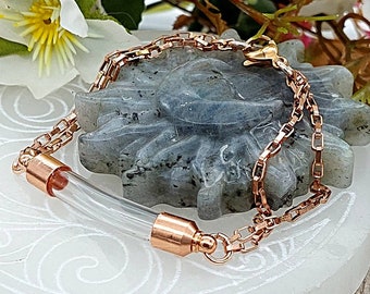 Rose Gold Glass Locket Bracelet for Ashes or Lock of Hair Fur | Keepsake Bracelet | Memorial Jewelry | Fillable Bracelet | Cremation Jewelry