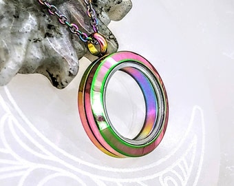 Rainbow Locket Necklace, Keepsake Jewelry for Pet Hair or Ash Cremains, urn Pendant
