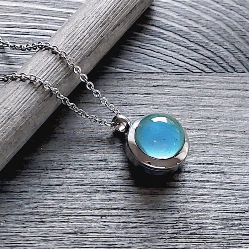 Color Changing Locket Necklace | Cremation Ashes Urn Jewelry | Small Memorial Ash Pendant | Mini Keepsake Lockets image 1