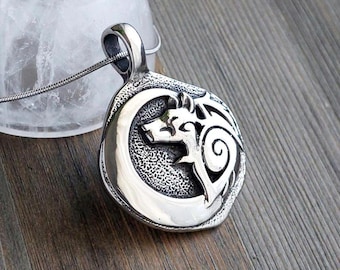Tribal Wolf Locket Necklace for Ashes, Locks of Hair | Cremation Jewelry | Keepsake Gifts for Men or Women | Pet Memorial Jewelry