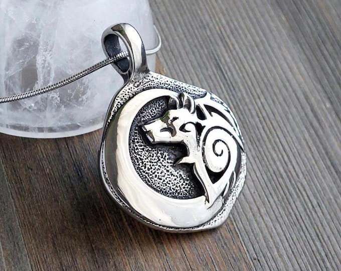 Tribal Wolf Locket Necklace for Ashes, Locks of Hair | Cremation Jewelry | Keepsake Gifts for Men or Women | Pet Memorial Jewelry