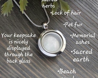 Crescent Moon Urn Necklace: Memorial Ashes Locket Cremation