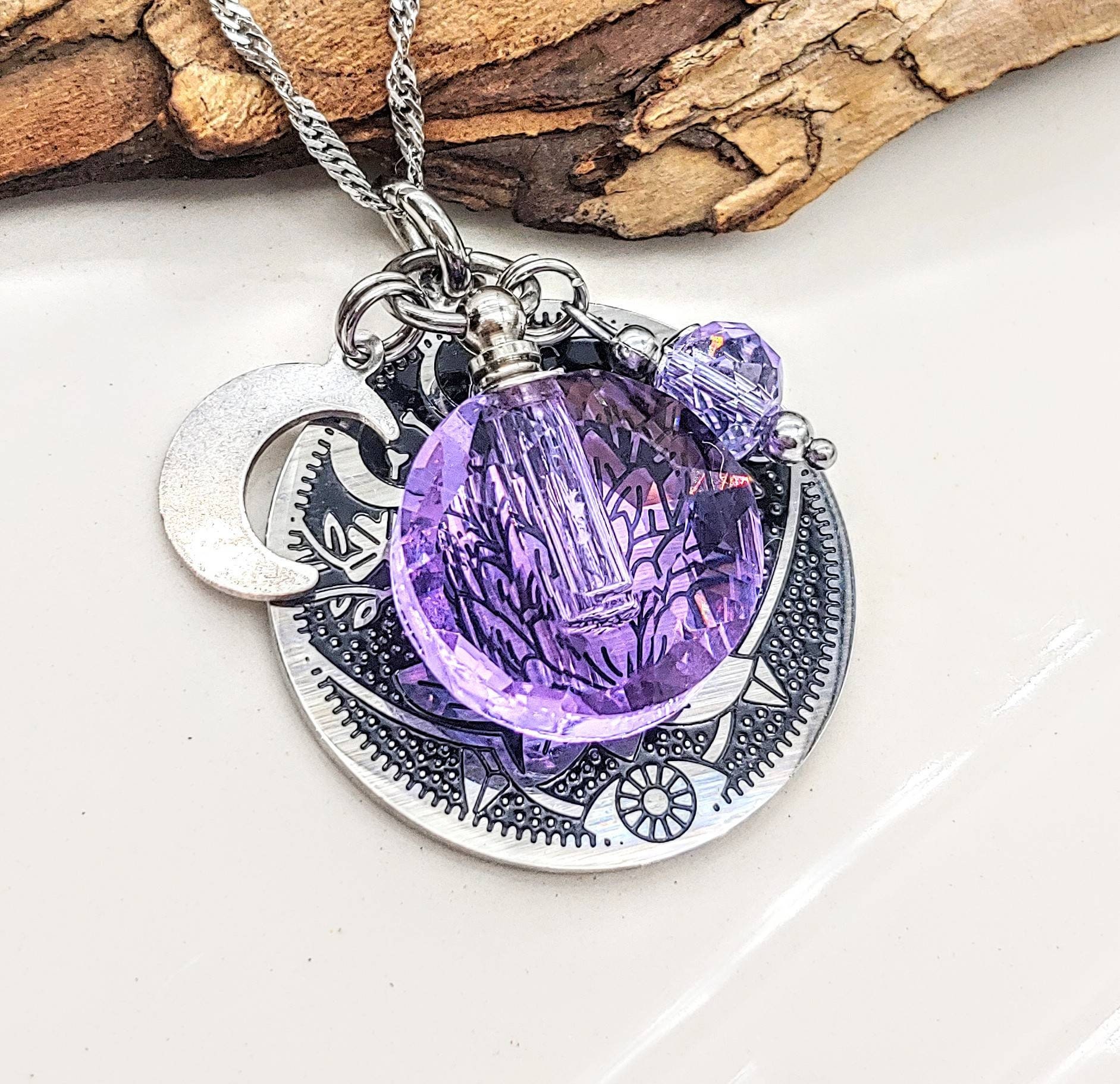 Moon Phases Lotus Flower Urn Pendant Necklace for Ashes | Cremation ...