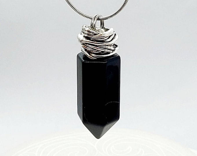 Black Obsidian Memorial Jewery Necklace for Men or Women | Urn Jewelry for Ashes | Cremation Jewelry Pendant Stone | Funeral Jewellery