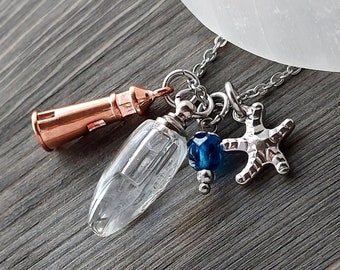 Lighthouse Urn Necklace: Memorial Ashes Keepsake | Ocean Theme Cremation Jewelry | Ash Holder Pendant | Sympathy Gift